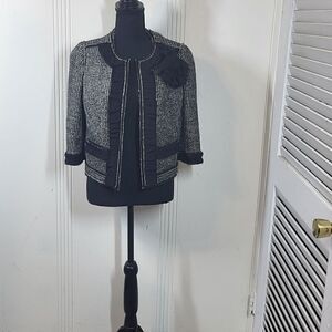 Ann Taylor Petite Black & White Wool Jacket